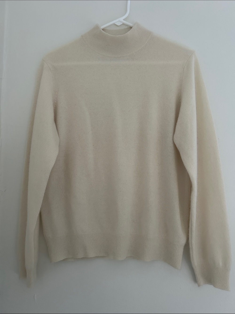 Cream Mock Neck Cashmere Sweater
